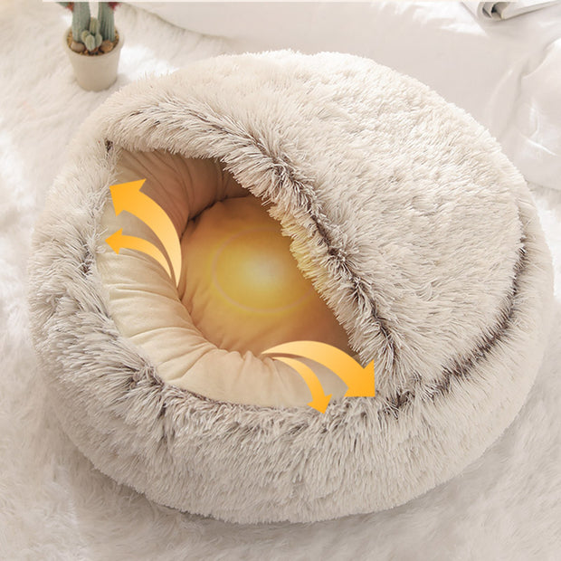 Round Plush Cat Bed