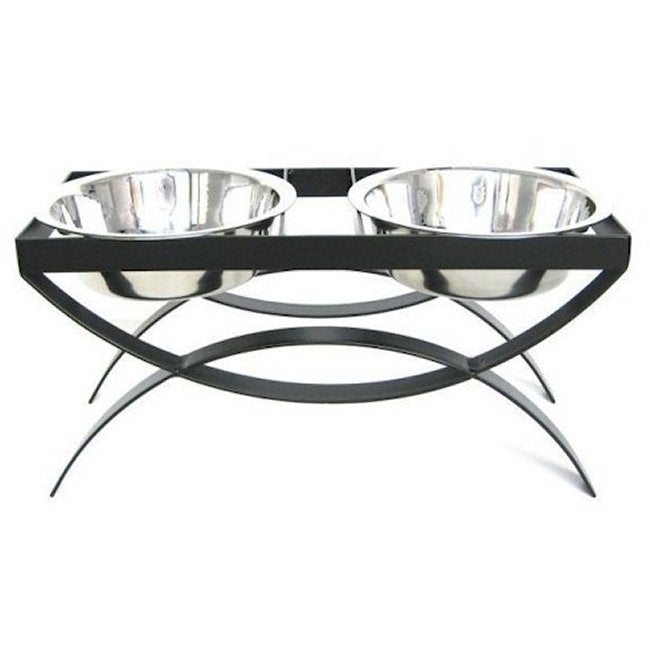 Baron. Wrought Iron Metal Elevated Dog Bowl Stand. S - L , XL Dog